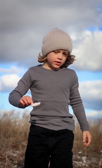 BIRKHOLM Rib Bluse Elefant Grå